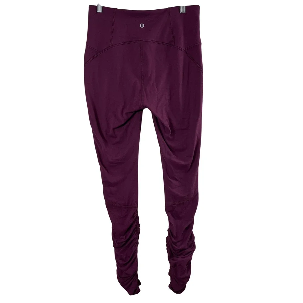 Lululemon Ready To Rulu Ruched Leg Tight Leggings Dark Adobe Burgundy Size‎ 8